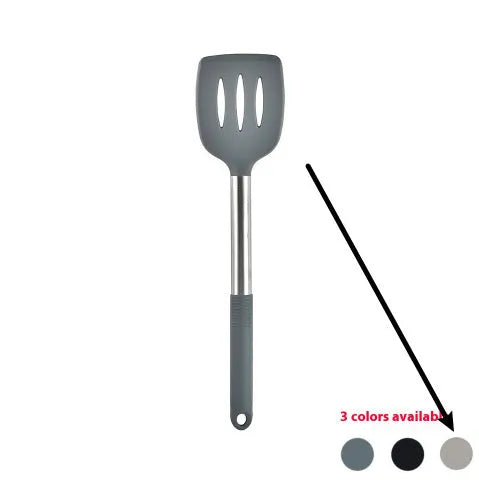 12-piece silicone kitchen utensil set with storage bucket in black, including ladle, spatula, claw tools and egg beater