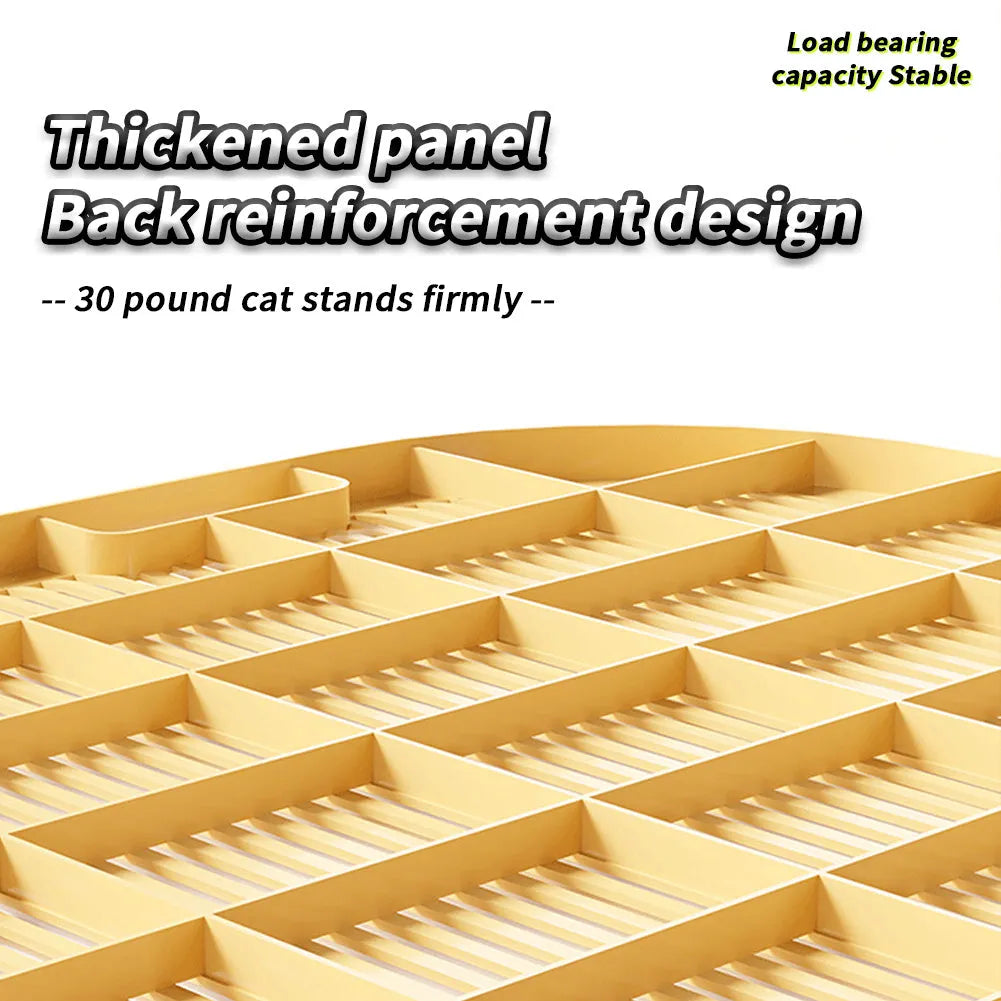 Plastic cat litter mat in milk yellow colour with anti-slip silicone pads on feet