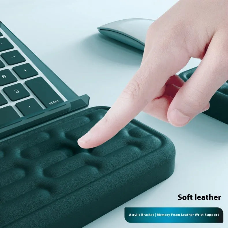 Double sided computer desk pad with integrated memory foam wrist rest in choice of colours