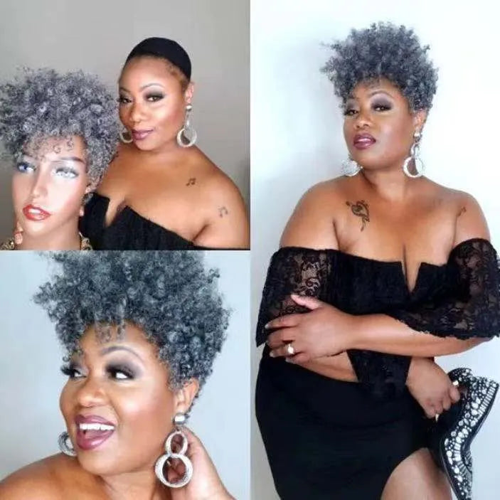 Women's short synthetic wig with simple rolls styling in exotic design, Kanekalon fibre, multiple colour options