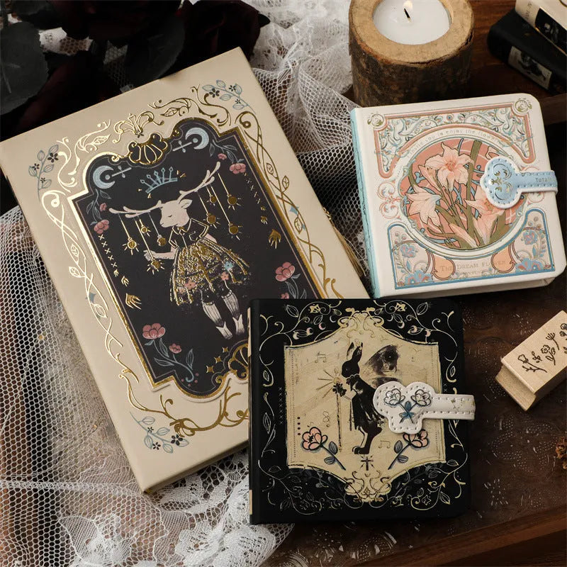 A5 gothic style retro art notebook with wood pulp paper pages.
