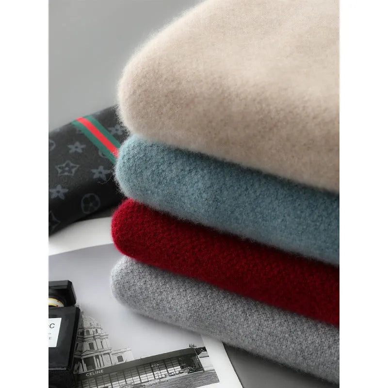 Sheep wool half-zip knitted sweater in slim fit, shown in Raw Velvet Camel colour.