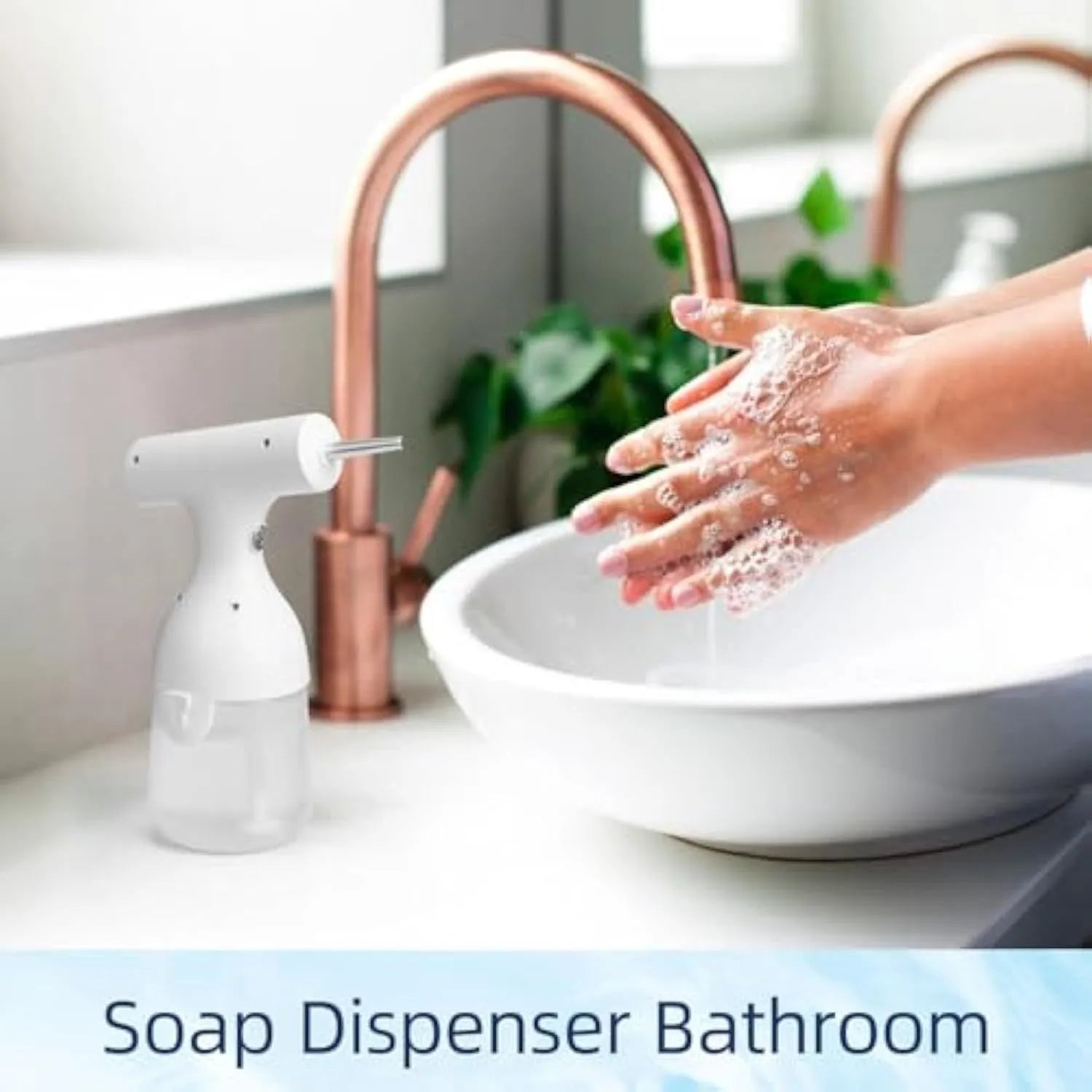 White electric foam soap dispenser with USB charging cable for pet bathing and household cleaning