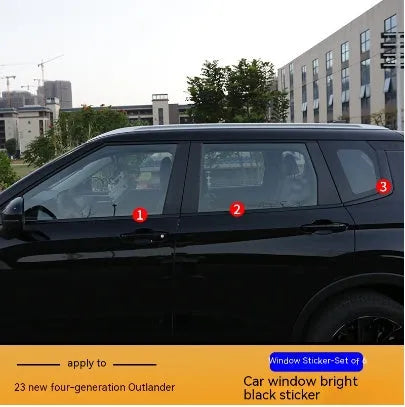 23 Outlander car A pillar and B pillar with applied protective film in carbon fibre pattern