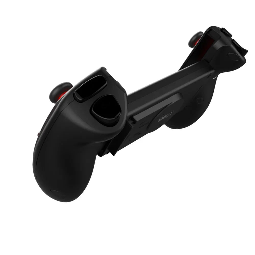Red telescopic Bluetooth gamepad controller for Android iOS and PC gaming with USB cable