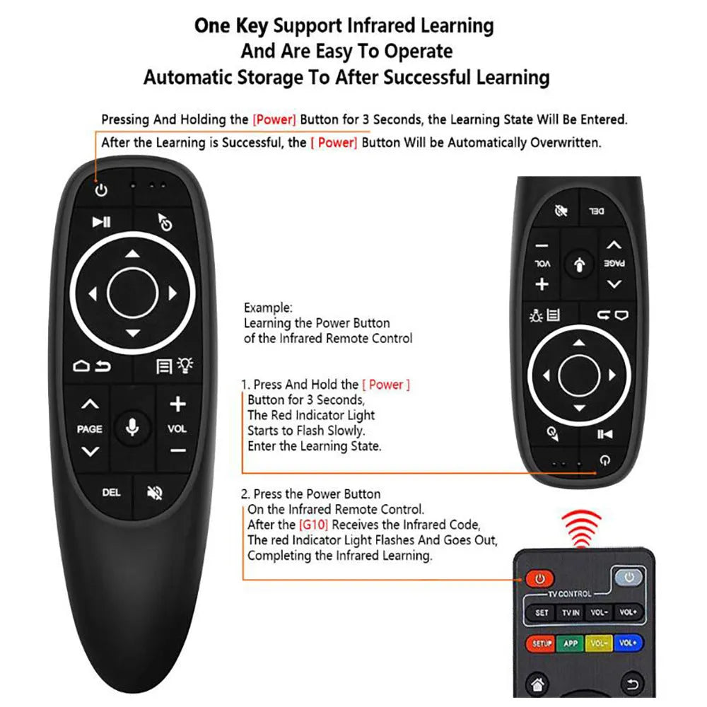G10 G10S intelligent voice remote control with silicone buttons and plastic shell for Android devices