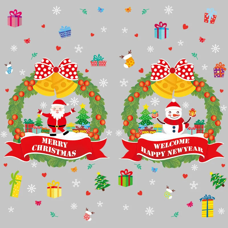 Two large colourful cartoon pattern static cling wall stickers for glass windows, each 60cm by 45cm.
