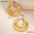 Geometric gold plated French earrings with round ring elements on stainless steel