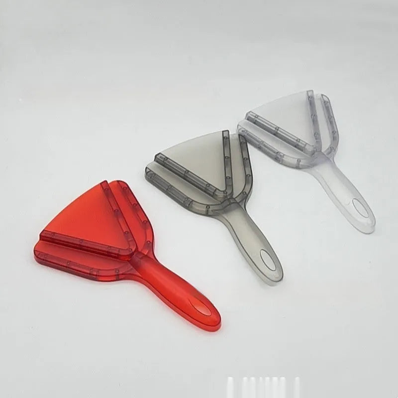 Red adjustable telescopic can and bottle opener with non-slip plastic handle on a white background.