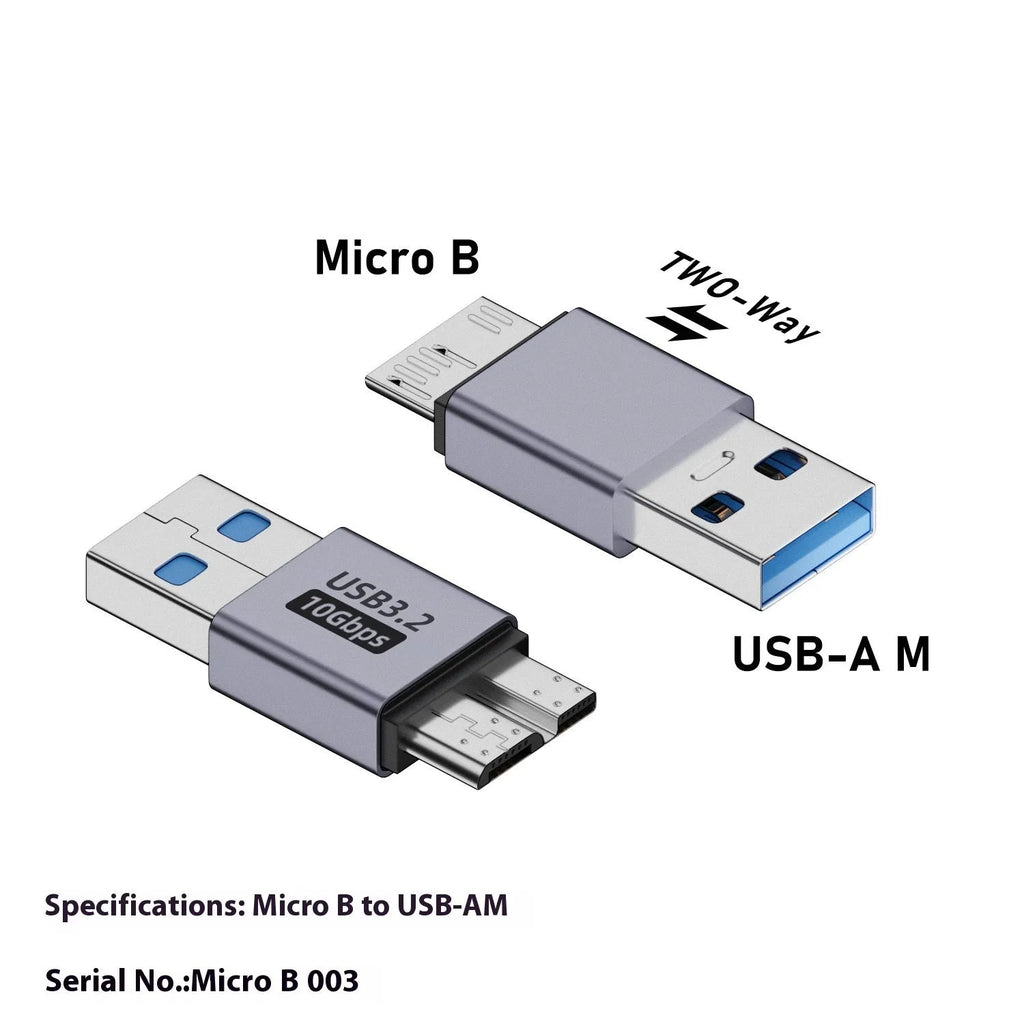 USB AM to Micro-B male-to-male adapter cable for hard drives and phones