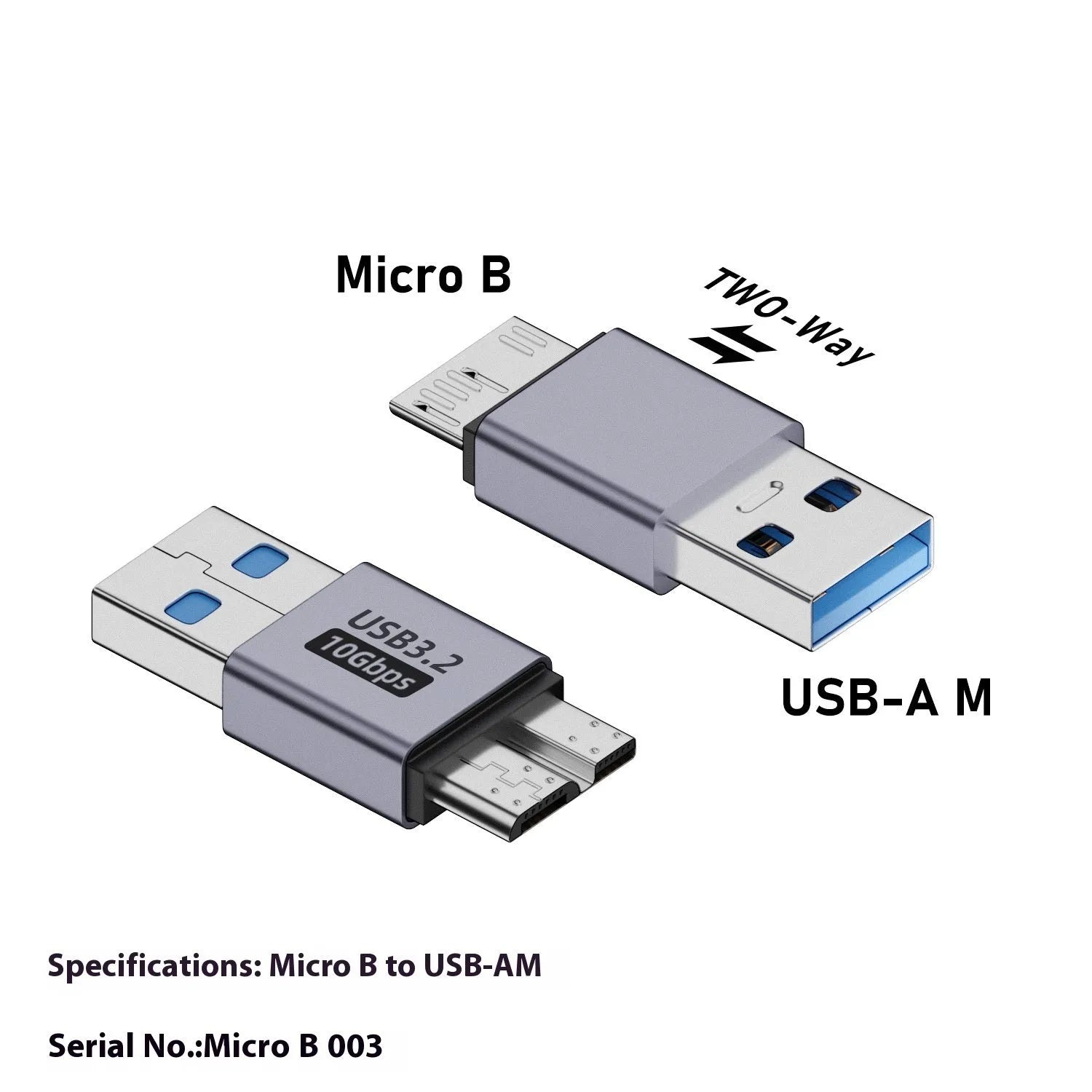 USB AM to Micro-B male-to-male adapter cable for hard drives and phones