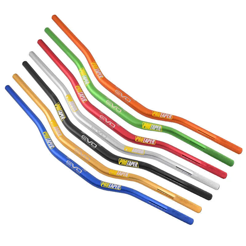 Scrambling Motorcycle PRO aluminium alloy handlebar with orange EVO handle, showing 80cm width.
