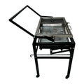 Large foldable portable charcoal BBQ grill oven for outdoor garden use.