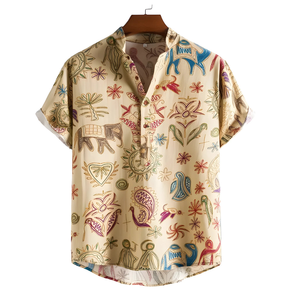 Men's loose fit plus size cardigan shirt with 3D digital colour print pattern