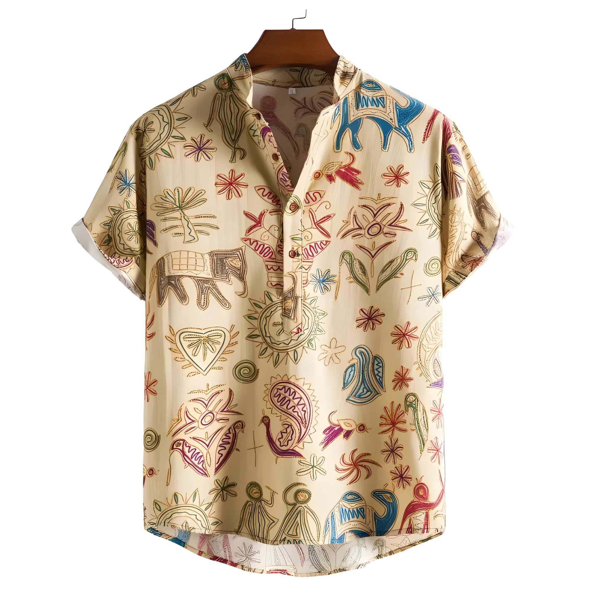 Men's loose fit plus size cardigan shirt with 3D digital colour print pattern