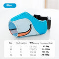 Canvas dog mouth cover muzzle in Ollie Brown Bear or Bondi Blue Shark colour with anti-bite design