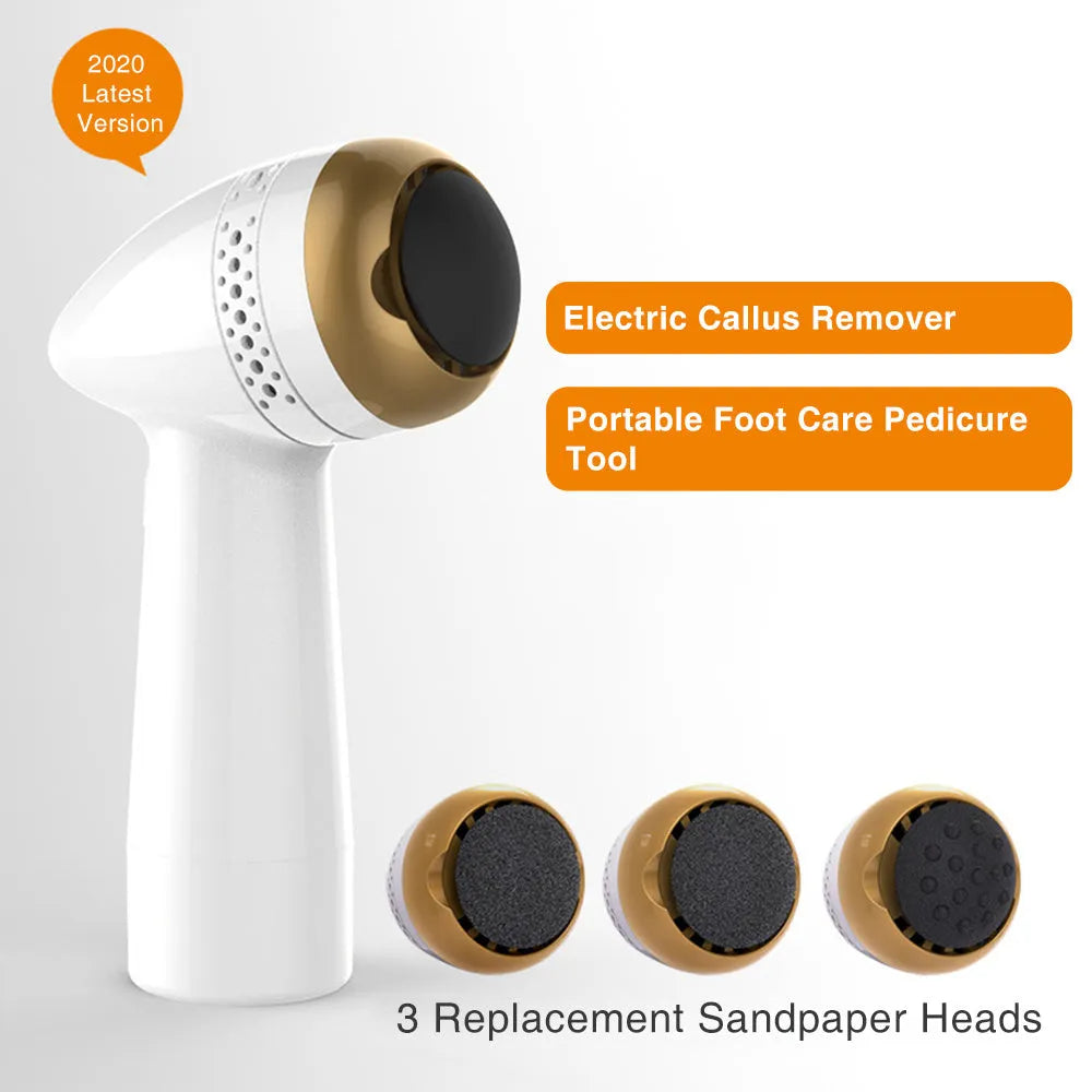 Electric vacuum foot grinder with quartz grinding head in gold, pink gold, or white silver finish