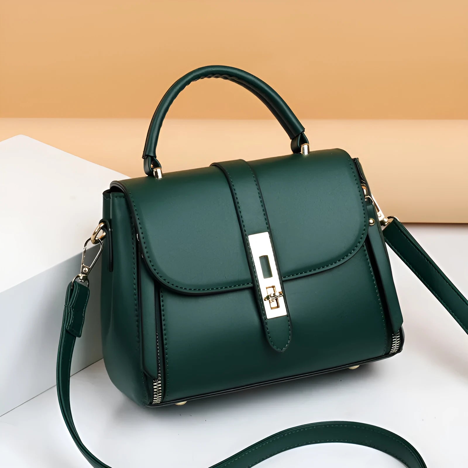 Women's soft PU leather shoulder bag in square vertical shape with single strap
