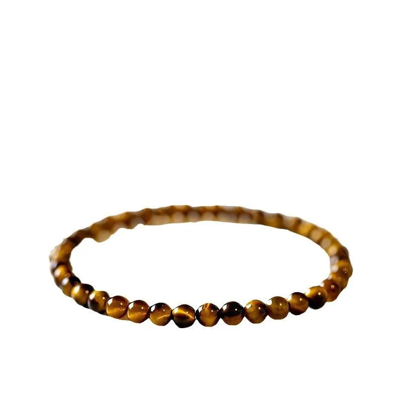 Tigereye stone geometric round bracelet in 4mm, 6mm, and 8mm bead size options.