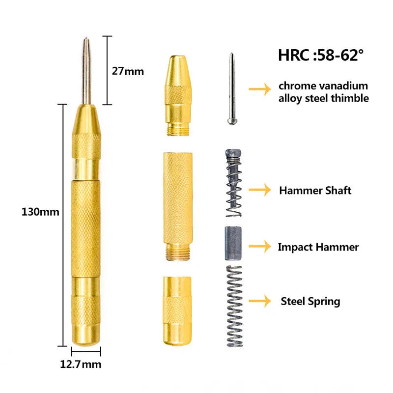 High speed steel cone step drill bit and centre punch set for metalworking and DIY.