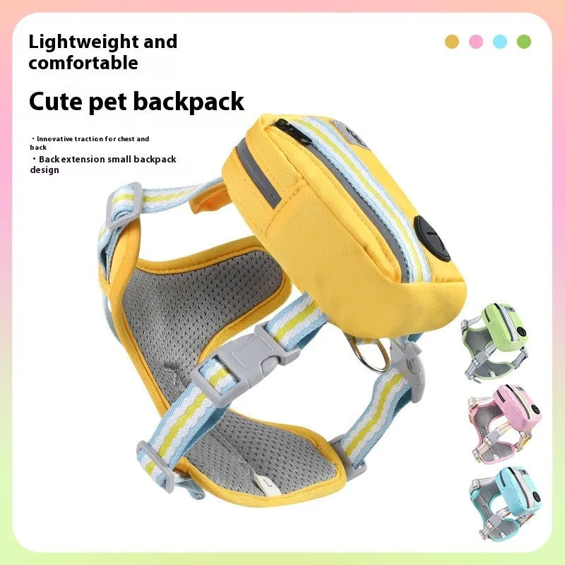 Explosion-proof anti-strangulation pet chest harness and rope lead in Oxford cloth.