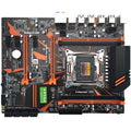 X99 motherboard with LGA2011-3 CPU socket, four DDR4 slots, dual PCI-E x16, and black PCB