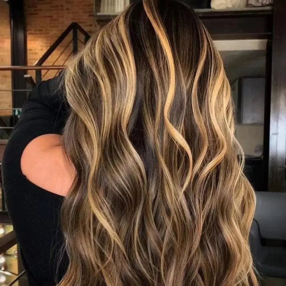 Front lace wig with African big wave style and gradient colour in high-temperature fibre