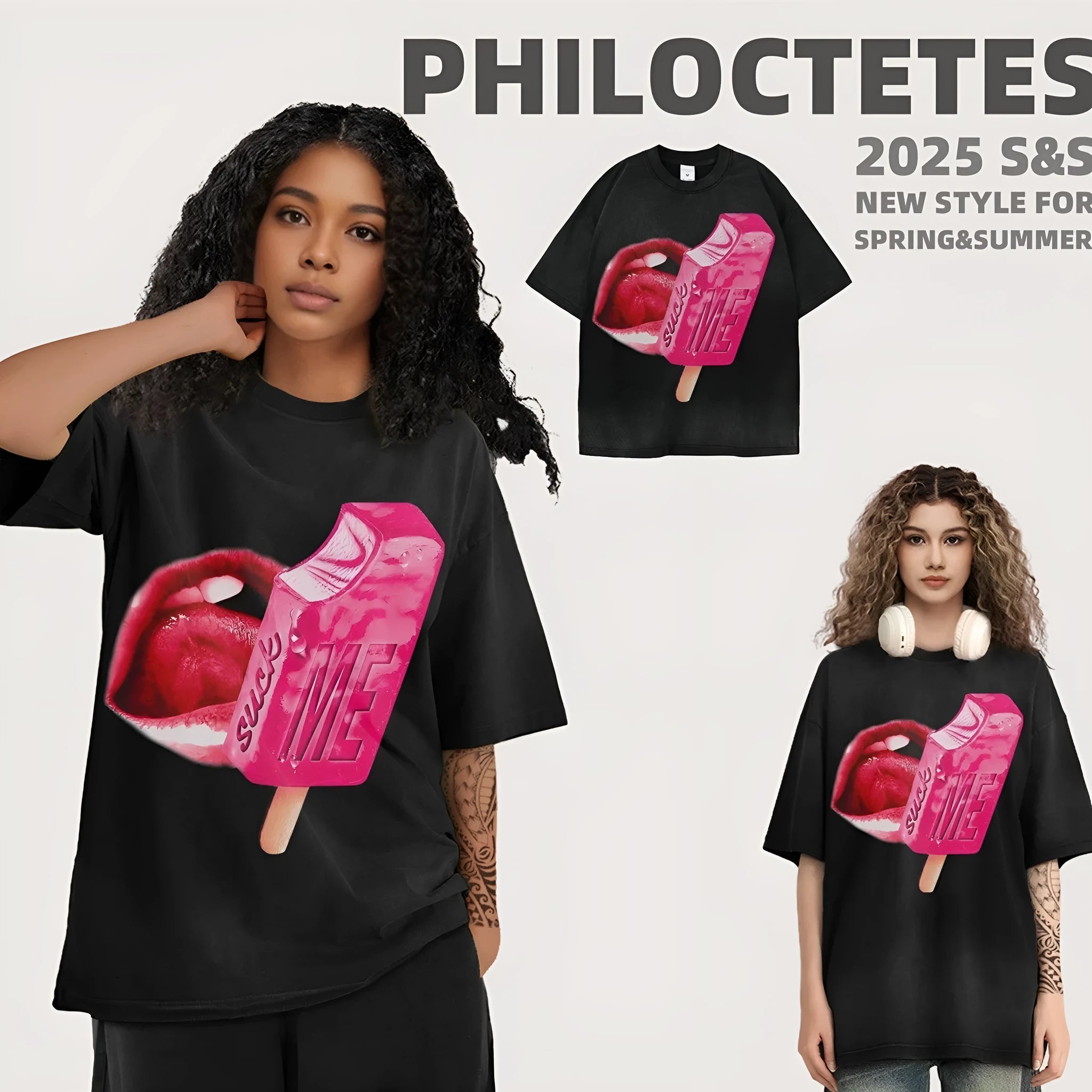 Cartoon pattern streetwear t-shirt in loose fit available in multiple colours