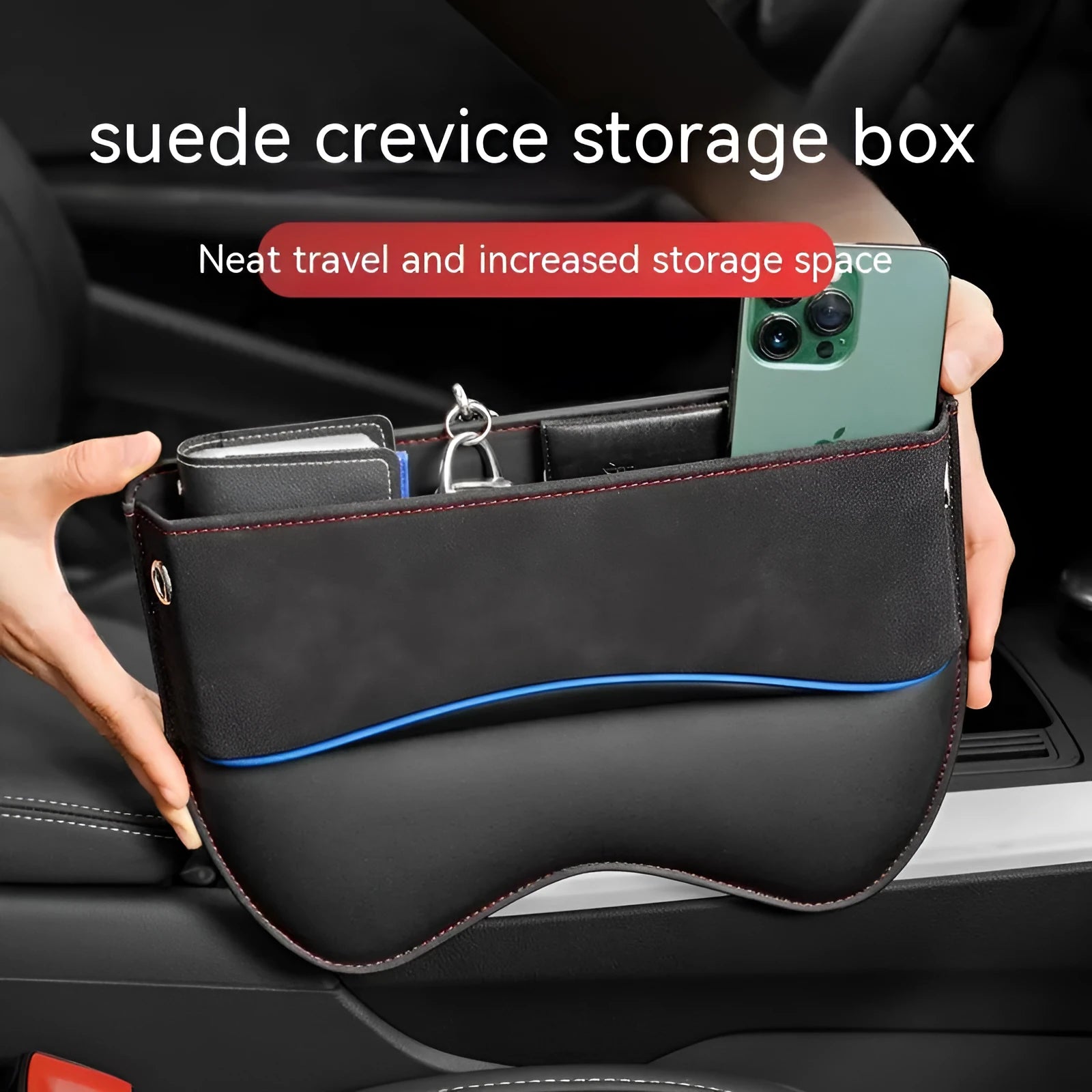Waterproof leather car seat storage box in suede-colour matching options