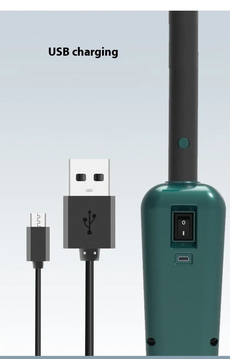 S5 Green and S5 White wireless sweeping and mopping all-in-one machine with USB charging cable.
