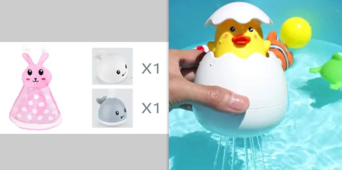 Automatic electric whale bath toy spraying water with flashing coloured lights