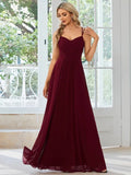 Women's sleeveless A-line pleated long dress in light green colour with sling neckline