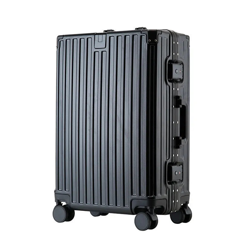 Aluminium frame luggage case in ABS PC material with universal wheels and organisational compartments