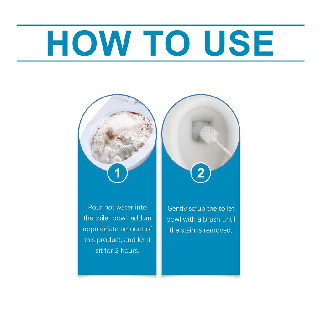 Toilet cleaning powder pack with four 30g sachets for descaling and stain removal
