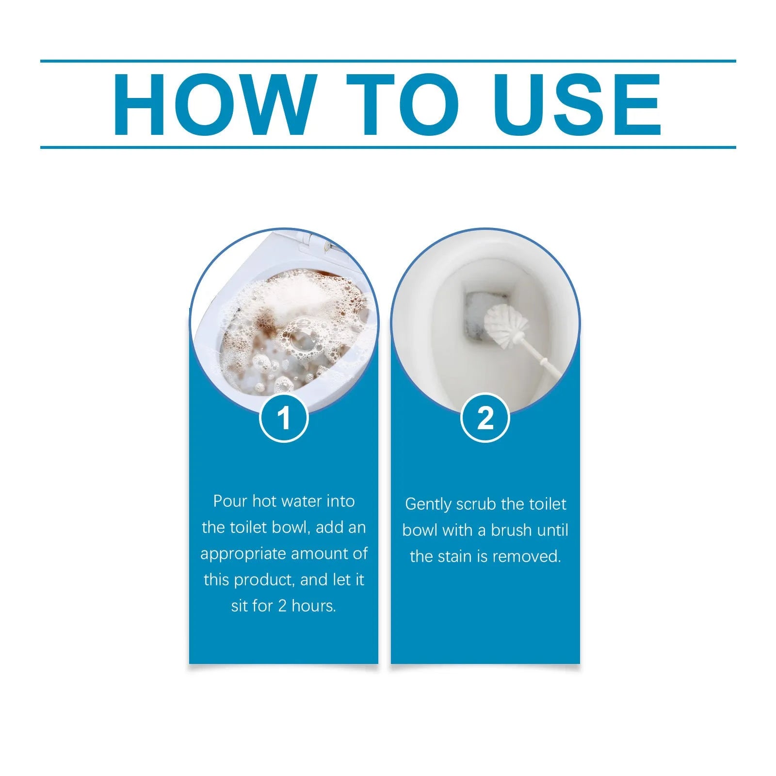 Toilet cleaning powder pack with four 30g sachets for descaling and stain removal