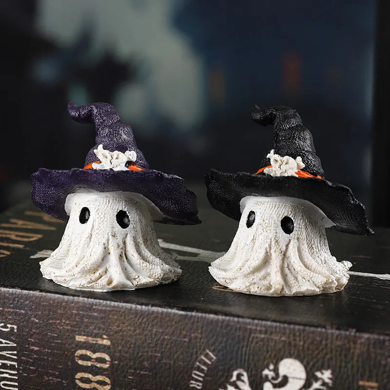 A purple resin wizard hat ornament for Halloween and Christmas decoration.