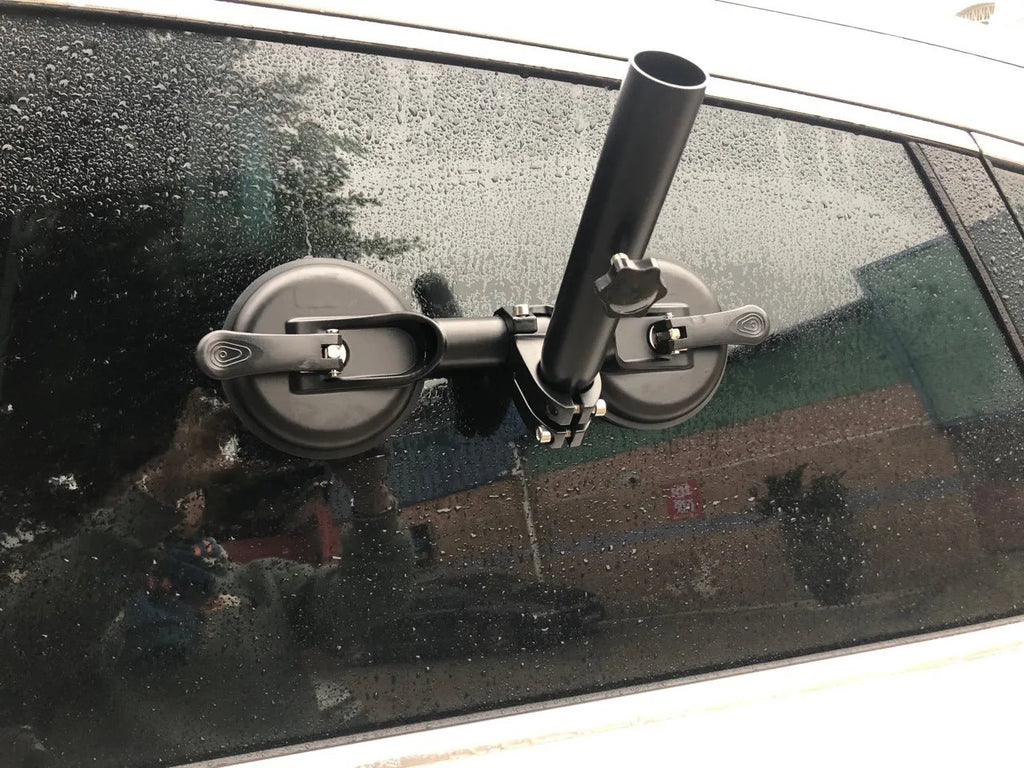 Black ABS plastic off-road car sucker base with round rubber disc for glass mounting