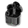 YX06 transparent wireless TWS headphones in white, black, orange, or green colours.