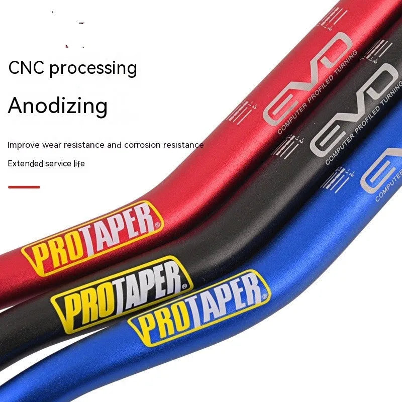 Scrambling Motorcycle PRO aluminium alloy handlebar with orange EVO handle, showing 80cm width.