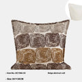 Cream and coffee-coloured abstract coil pattern pillow cover shown in square and rectangular sizes