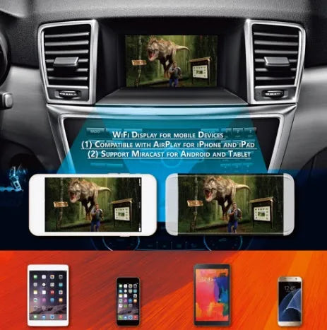 Black car mirror link box with Wi-Fi for smartphone screen mirroring to car display