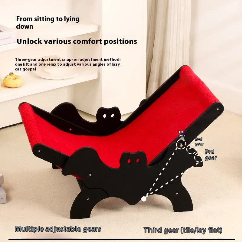 Black and red European-style wooden cat recliner bed for indoor pets