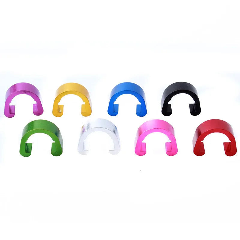 Aluminium alloy C-shaped buckle in multiple colours, showing 10.2mm x 13mm x 5mm dimensions