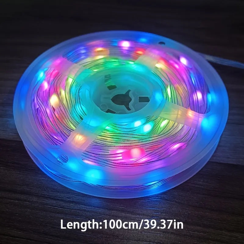 10 metre long multi-colour LED decorative light string with remote control for parties.