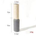 Brown sisal rope cat scratching post standing 30cm tall on a floor.