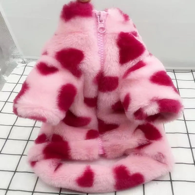 Small dog plush warm coat in British style design for Teddy, Bichon and Pomeranian breeds