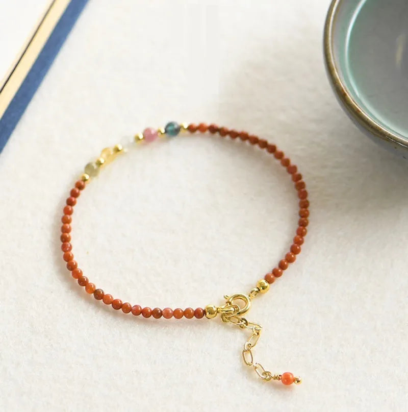 Women's geometric crystal bracelet in amethyst, floral, pomegranate or South Red design