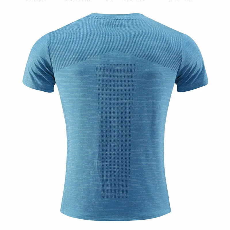 Polyester spandex sports t-shirt in red, black, or blue for running and basketball workouts