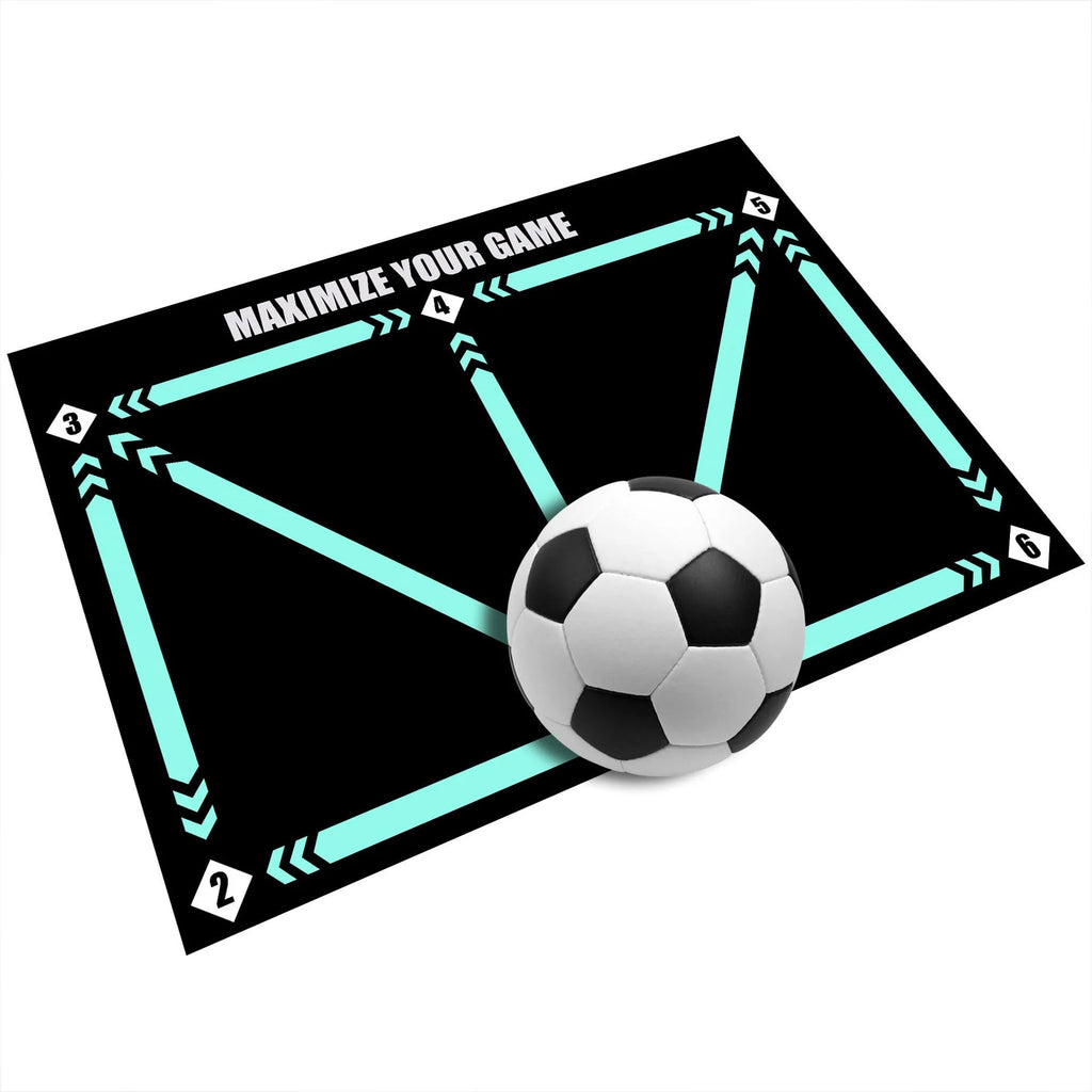 Black rubber football training mat 60cm by 90cm non-slip surface
