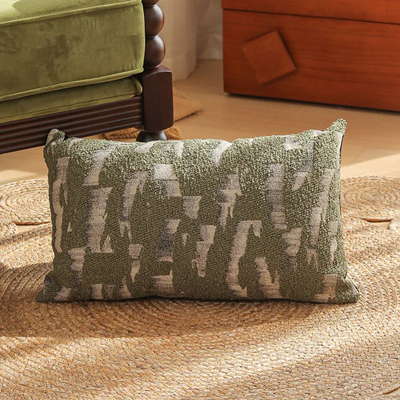 Square Jacquard woven cushion cover with detailed retro botanical pattern in 45x45cm size